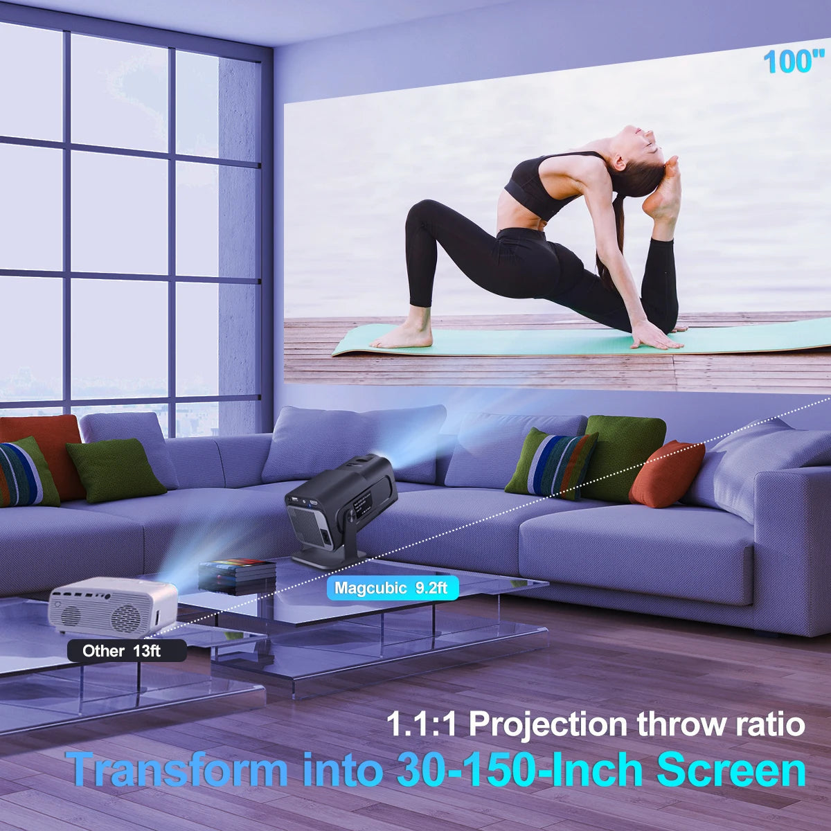 HY320 4K HD WiFi6 Portable Projector - Android 11, 390 ANSI, Bluetooth 5.0, 1920x1080P, Upgraded Outdoor Experience